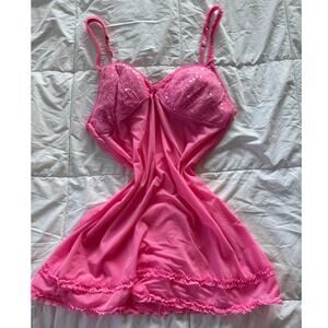 Pink Sequin Babydoll Sequin Y2K Coquette Barbiecore Lingerie Dress Size Large